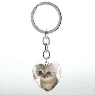 Unisex Cute White Scottish Burmese Tabby Cat Animal Fold Keychain Jewelry - SolaceConnect.com