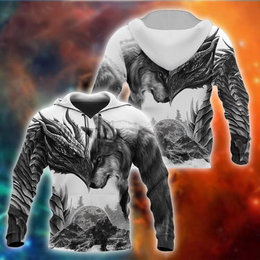 Unisex Dragon Wolf Tattoos 3D All Over Printed Zipper Sweatshirt Hoodies  -  GeraldBlack.com