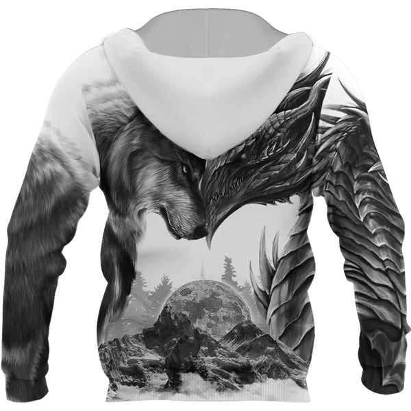 Unisex Dragon Wolf Tattoos 3D All Over Printed Zipper Sweatshirt Hoodies  -  GeraldBlack.com