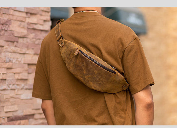 Unisex Fashion Casual Flap Shape Genuine Leather Sports Waist Bags  -  GeraldBlack.com