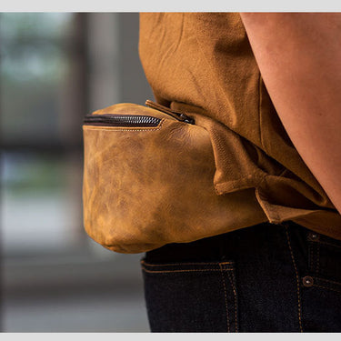 Unisex Fashion Casual Flap Shape Genuine Leather Sports Waist Bags  -  GeraldBlack.com