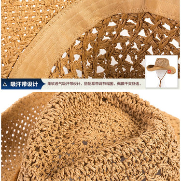 Unisex Fashion Panama Raffia Fedora Curl Brim UV Sun Protection Staw Hat - SolaceConnect.com