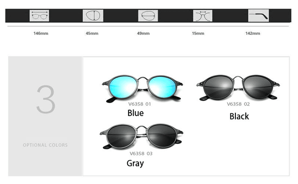 Unisex Fashion Vintage Aviation Aluminum Round Polarized Sunglasses  -  GeraldBlack.com