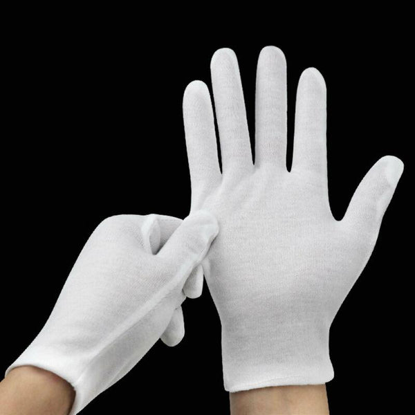 Unisex Fashion White Medium Thick Cotton Cleaning Inspection Work Gloves - SolaceConnect.com