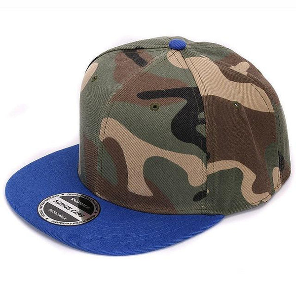 Unisex Flat Camouflage Snapback Polyester Baseball Cap with No Embroidery - SolaceConnect.com