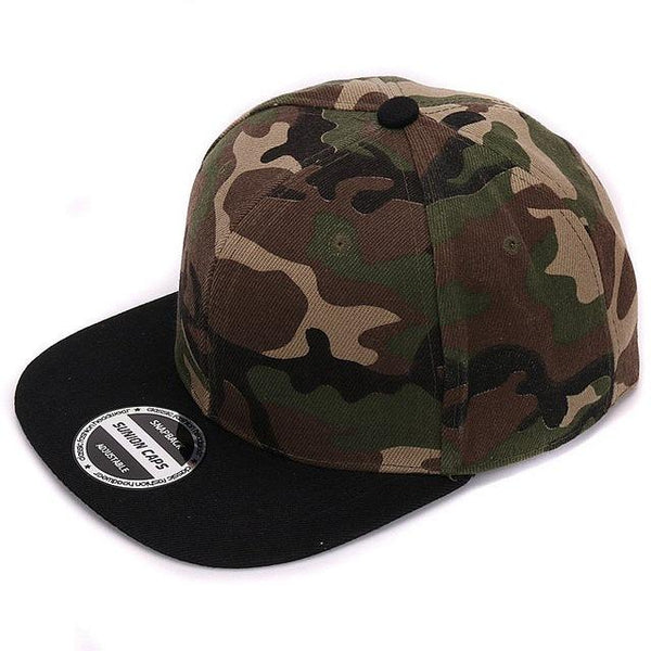 Unisex Flat Camouflage Snapback Polyester Baseball Cap with No Embroidery - SolaceConnect.com