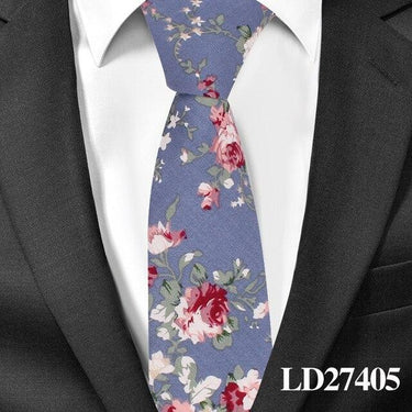 Unisex Floral Print Cotton Formal Skinny Flower Neckties for Wedding Party - SolaceConnect.com