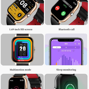 Unisex Full Touch Screen Bluetooth Sports Fitness Tracker Smartwatch  -  GeraldBlack.com