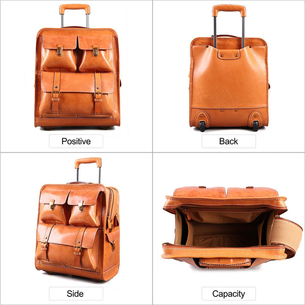 Unisex Genuine Leather 22inch Classic Luxury Suitcase on Wheels  -  GeraldBlack.com