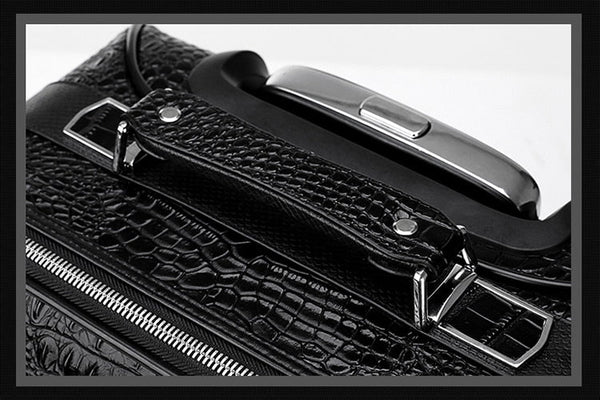 Unisex Genuine Leather Crocodile Pattern Cowhide Travel Luggage Suitcase  -  GeraldBlack.com