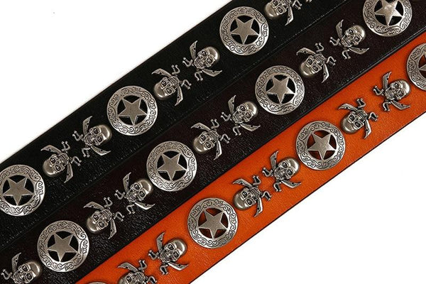 Unisex Genuine Leather Skull Studded Rivet Pin Buckle Belt - SolaceConnect.com