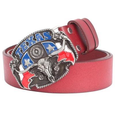 Unisex Genuine Leather Western Cowboy Texas Style Bull Head Skull Belts - SolaceConnect.com