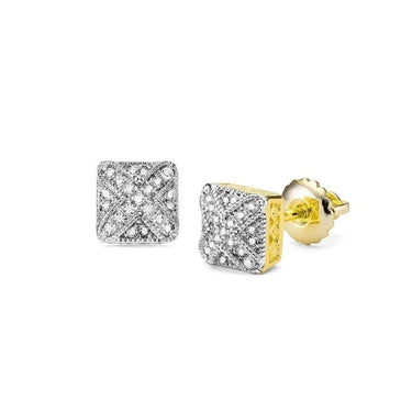 Unisex Gold and Silver Color Cubic Zirconia Square Statement Stud Earrings - SolaceConnect.com