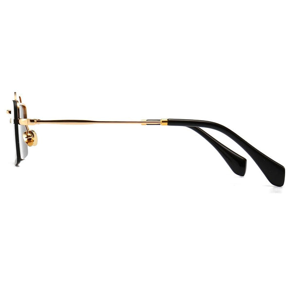 Unisex Gold Brown Red Retro Semi-Rimless Rectangle Metal Frame Sunglasses - SolaceConnect.com
