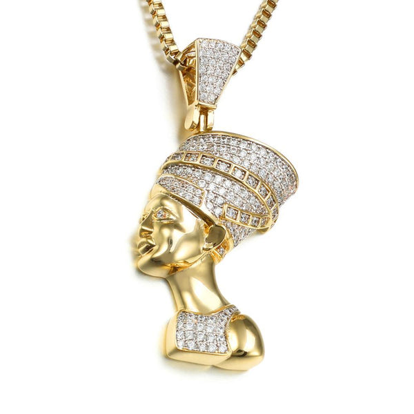 Egyptian Queen Pharaoh Pendant Necklace Gold Silver Color Copper Jewelry For Women Men Pendants - SolaceConnect.com