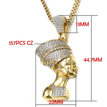 Egyptian Queen Pharaoh Pendant Necklace Gold Silver Color Copper Jewelry For Women Men Pendants - SolaceConnect.com