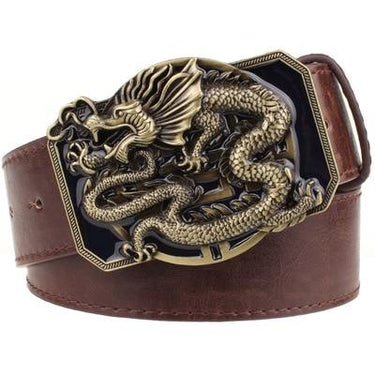 Unisex Golden Dragon Totem Heavy Flying Dragon Metal Buckle Belts  -  GeraldBlack.com