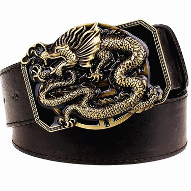 Unisex Golden Dragon Totem Heavy Flying Dragon Metal Buckle Belts  -  GeraldBlack.com