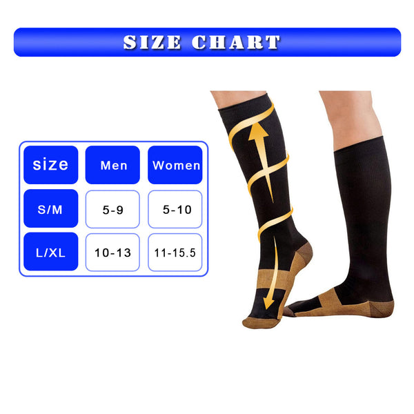 Unisex Gray Anti Fatigue Pain Relief Knee High Copper Compression Socks  -  GeraldBlack.com
