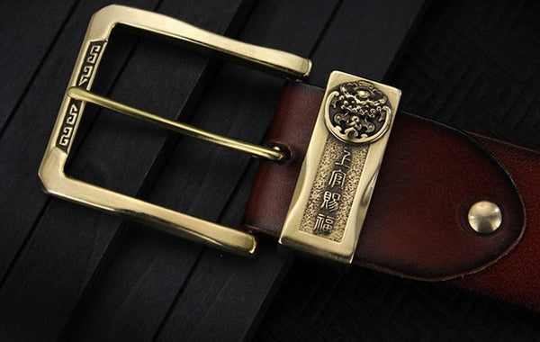 Unisex Handmade Designer Copper Button Genuine Leather Straps Belts  -  GeraldBlack.com