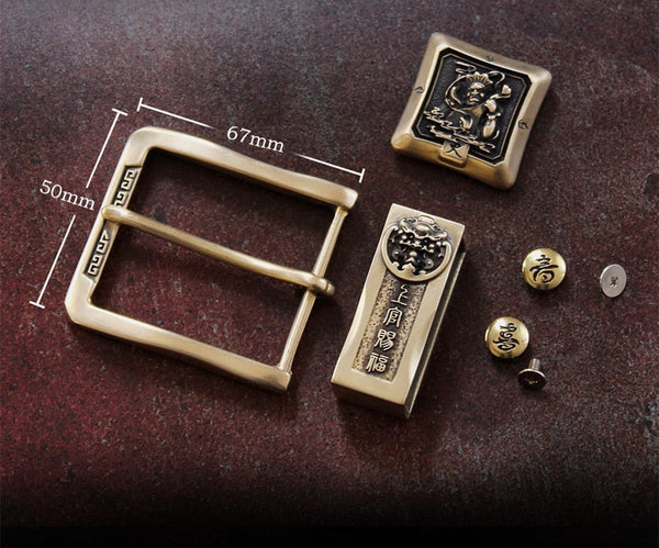 Unisex Handmade Designer Copper Button Genuine Leather Straps Belts  -  GeraldBlack.com