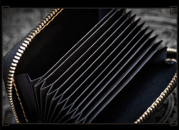 Unisex Handmade Genuine Leather Card Holder Short Zipper Wallet  -  GeraldBlack.com