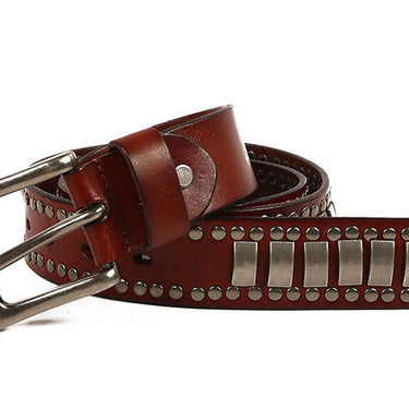 Unisex Handmade Vegetable Tanned Leather Alloy Buckle Strap Belts  -  GeraldBlack.com