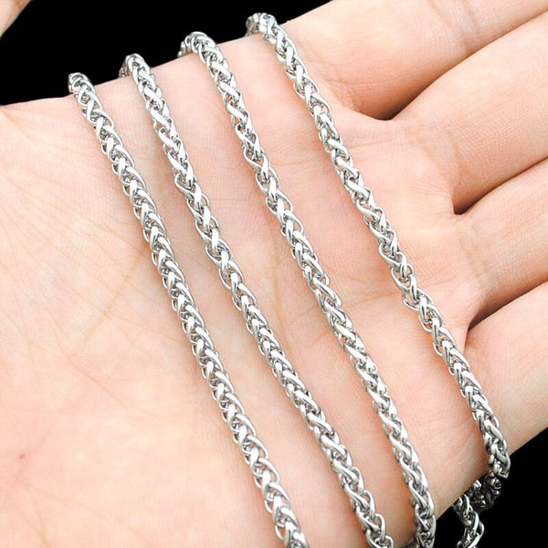 Unisex High Quality Braided Link Stainless Steel Necklace with 3mm Width  -  GeraldBlack.com