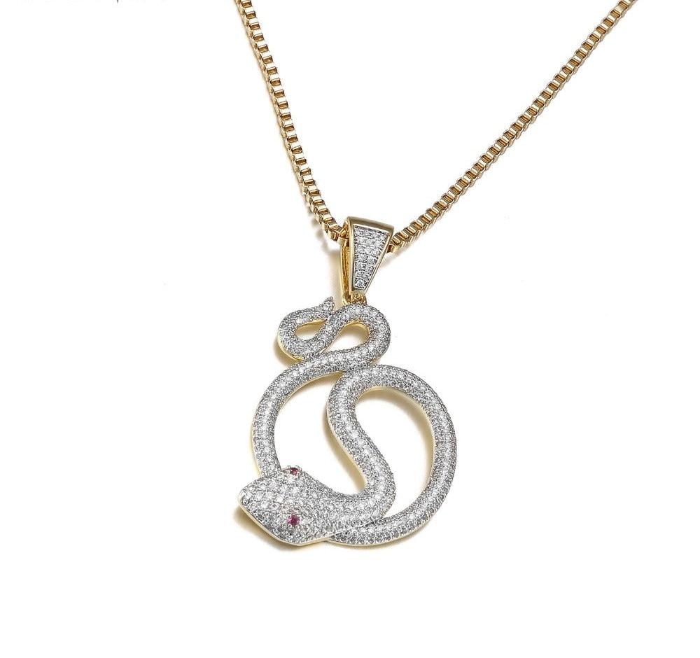 Unisex Hip Hop Jewelry Snake Cubic Zirconia Punk Style Pendant Necklace  -  GeraldBlack.com