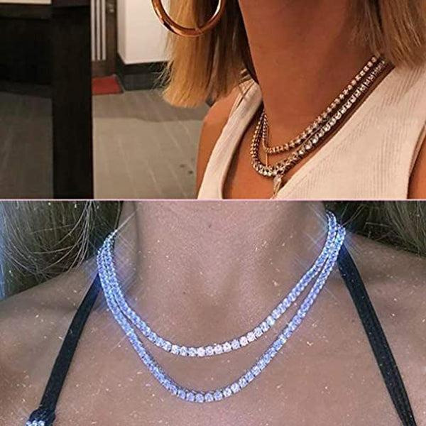 Bling Iced Out Fake CZ Diamond 18 Inch Tennis Necklace Bracelet Chain For Men Women 4mm Trendy - SolaceConnect.com