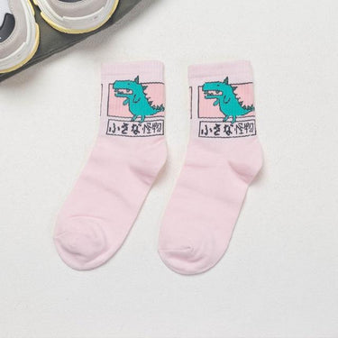 Unisex Japanese Harajuku Funny Casual Dinosaur Cat Cotton Socks - SolaceConnect.com