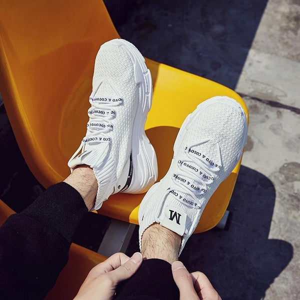Unisex Knit Shark Sneakers Chunky Breathable High Top Running Shoes - SolaceConnect.com