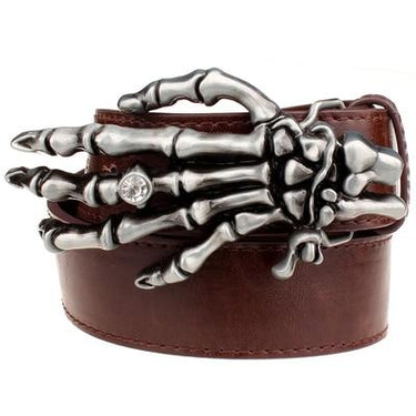 Unisex Leather Demon Hand Skull Bone Punk Rock Ghost Claw Belts - SolaceConnect.com