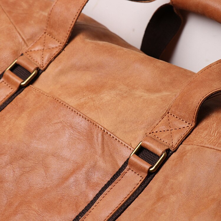 Unisex Leather Frosted Leather Shoulder Crossbody Large Capacity Luggage Travel Bag  -  GeraldBlack.com