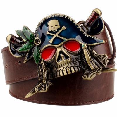 Unisex Leather Pirate Knife Punk Rock Exaggerated Metal Buckle Belt - SolaceConnect.com