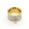 Unisex Luxury Fashion 5 Row Crystal Gold Color Stainless 11mm Wide Rings - SolaceConnect.com