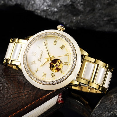 Unisex Luxury Natural Jade Hollow Automatic Mechanical Clock Watch  -  GeraldBlack.com