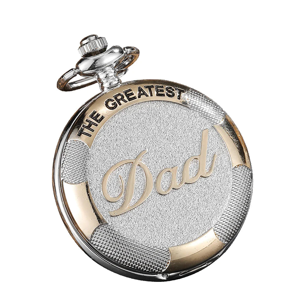 Unisex Luxury Silver Color The Greatest Dad Quartz Pocket Watch  -  GeraldBlack.com