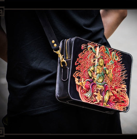 Unisex Master Works Handmade Vegetable Tanned Leather Carvings Clutch Purse  -  GeraldBlack.com