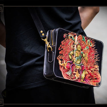 Unisex Master Works Handmade Vegetable Tanned Leather Carvings Clutch Purse  -  GeraldBlack.com
