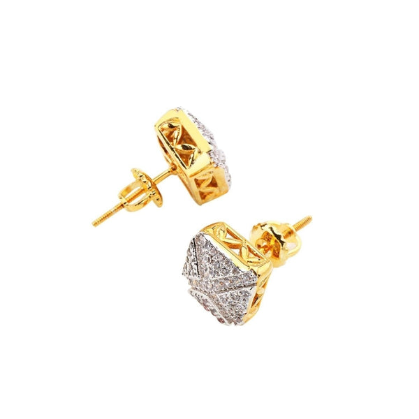 Unisex Micro Pave Square Cross Rhodium Plated Crystal Stud Earrings - SolaceConnect.com