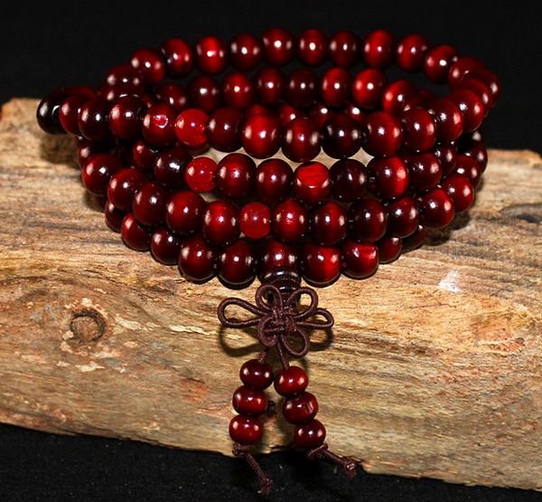 Unisex Natural Sandalwood 108 Beads Knot Buddhist Prayer Bracelets - SolaceConnect.com