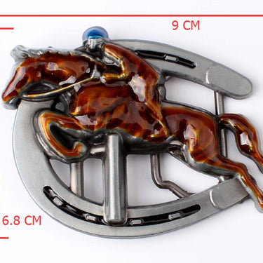Unisex Novelty Horse Racing Equestrian Sport Riding Cow Metal Buckle Belt - SolaceConnect.com