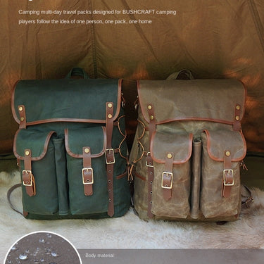 Unisex Outdoor Vintage Waterproof Oil Wax Canvas Leather Backpack  -  GeraldBlack.com