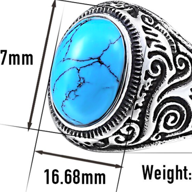 Unisex Oval Opal Green Stone Stainless Steel Nobel Palace Vintage Ring  -  GeraldBlack.com