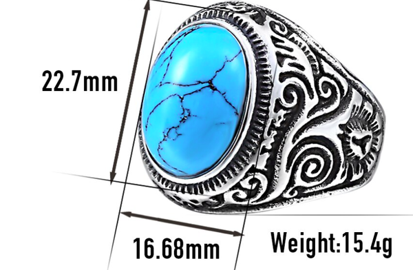 Unisex Oval Opal Green Stone Stainless Steel Nobel Palace Vintage Ring  -  GeraldBlack.com