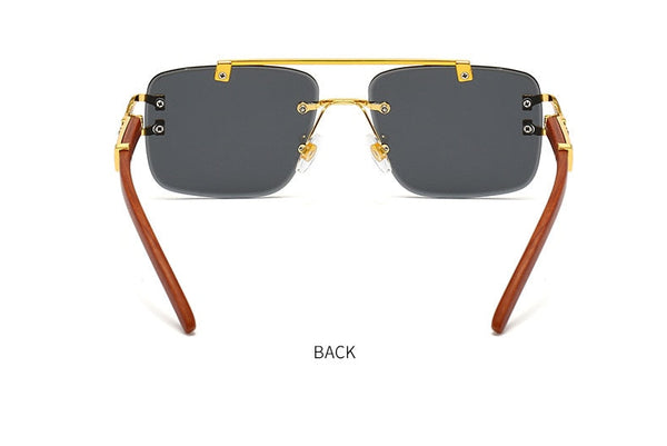 Unisex Oversized Square Rimless Gradient Double Bridge Shades Eyewear Fashion Retro Sun Glasses  -  GeraldBlack.com