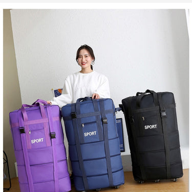 Unisex Oxford Multilayer Expanded Wheeled Rolling Luggage Travel Bag  -  GeraldBlack.com