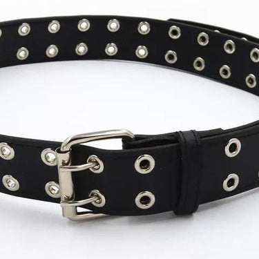 Unisex Punk Streetwear Wide Synthetic Leather Double Holes Adjustable Belts - SolaceConnect.com