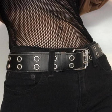 Unisex Punk Streetwear Wide Synthetic Leather Double Holes Adjustable Belts  -  GeraldBlack.com